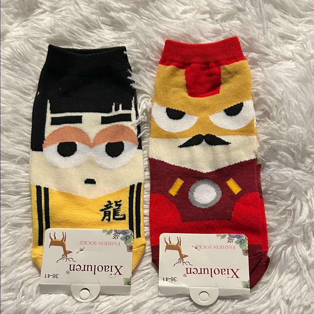Character Socks - Black, Yellow, and Red